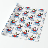 Pinguïn harten van Valentijnsdag Cadeaupapier (Uitgerold)