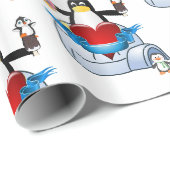 Pinguïn harten van Valentijnsdag Cadeaupapier (Rol Hoek)