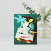 Pinguïn • Het Briefkaart van Kerstmis (Staand voorkant)