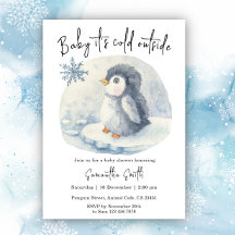Pinguïn Het is koud buiten de winter Baby shower