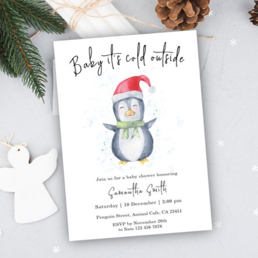 Pinguïn Het is koud buiten de winter Baby shower Kaart