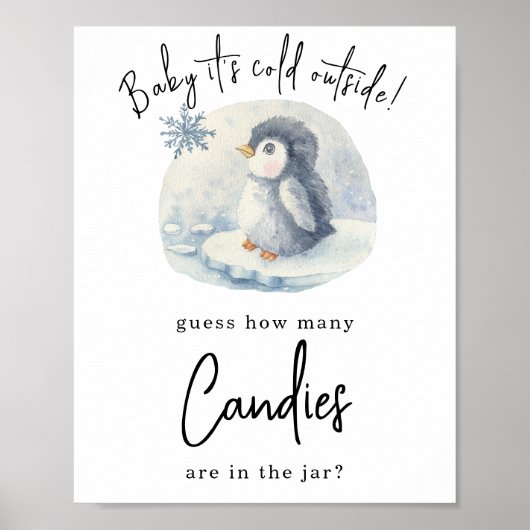 Pinguïn - Hoeveel snoepjes Poster (Voorkant)