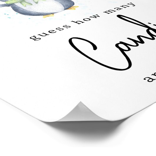 Pinguïn - Hoeveel snoepjes Poster (Hoek)