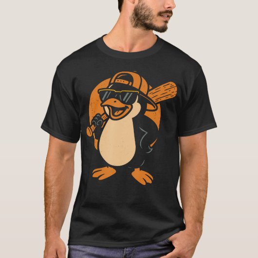 Pinguïn Honkbal Panda Speelt Honkbal T-shirt (Voorkant)