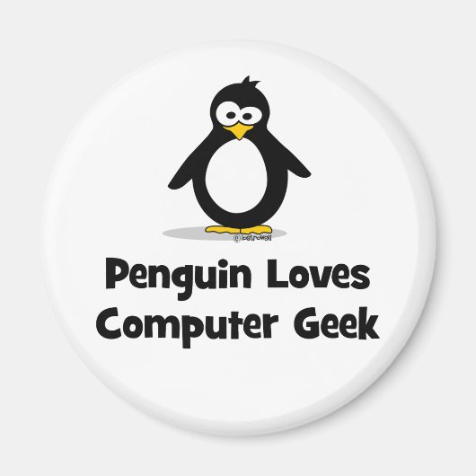 Pinguïn houdt van Computer Geek Magneet (Voorkant)