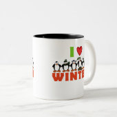Pinguïn I Love Winter Tweekleurige Koffiemok (Voorkant rechts)