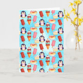 Pinguïn Ice Cream Sweets Kaart (Gele Bloem)