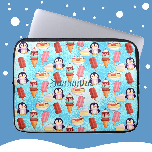 Pinguïn Ice Cream Sweets Laptop Sleeve (Creator heeft geüpload)