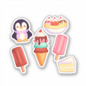 Pinguïn Ice Cream Sweets Sticker (Voorkant)