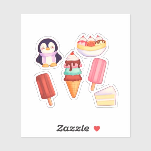 Pinguïn Ice Cream Sweets Sticker (Vel)