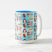 Pinguïn Ice Cream Sweets Tweekleurige Koffiemok (Voorkant rechts)