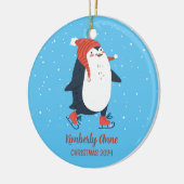 Pinguïn Ice Skating Kerstmis Snowy Winter Holiday Keramisch Ornament (Links)