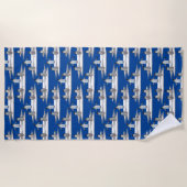 Pinguïn IJsberg Feest Strand Handdoek (Blauw) (Voorkant)
