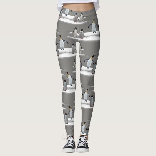 Pinguïn Ijsberg Party Leggings (Grijs) (Voorkant)