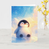 Pinguïn Ijselijke Beginnen Kaart (Gele Bloem)