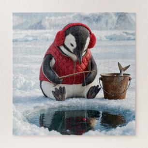 Pinguïn Ijsvissen op een Arctische Gletsjer Legpuzzel