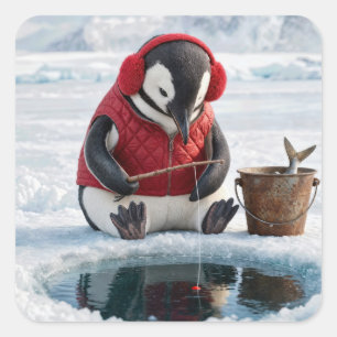 Pinguïn IJsvissen op een Arctische Gletsjer Vierkante Sticker