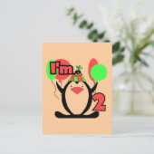 Pinguïn Ik ben Twee Tshirts en Geschenken Briefkaart (Staand voorkant)