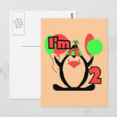 Pinguïn Ik ben Twee Tshirts en Geschenken Briefkaart (Voorkant / Achterkant)