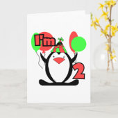 Pinguïn Ik ben Twee Tshirts en Geschenken Kaart (Gele Bloem)