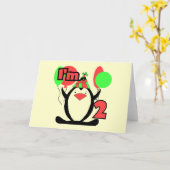 Pinguïn Ik ben Twee Tshirts en Geschenken Kaart (Gele Bloem)