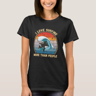 pinguïn Ik hou meer van surfen dan mensen T-shirt