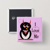 Pinguïn... Ik hou van Bling Vierkante Button 5,1 Cm (Voorkant /achterkant)