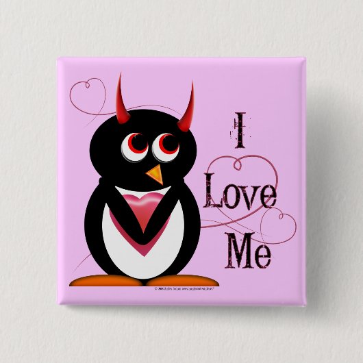 Pinguïn... Ik hou van Bling Vierkante Button 5,1 Cm (Voorkant)