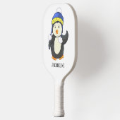 Pinguïn in Blauw en Geel Winter Pet Naam Pickleball Paddle (Links)