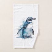 Pinguïn in blauwe waterverf handdoek (Handdoek)