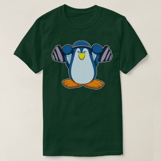 Pinguïn in Bodybuilding met Dumbbells T-shirt (Design voorkant)