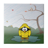 Pinguïn in de regen tegeltje (Voorkant)