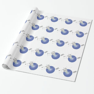 Pinguïn in de ruimte cadeaupapier