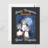 Pinguïn in de ruimte Funny Astronaut Schattig Melk Briefkaart (Voorkant / Achterkant)