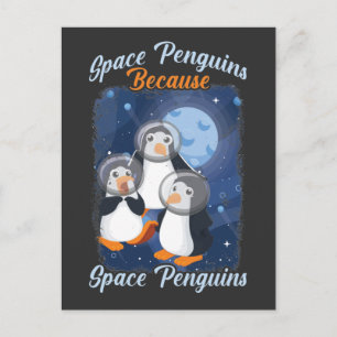Pinguïn in de ruimte Funny astronaut Schattig ster Briefkaart