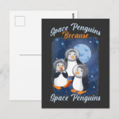 Pinguïn in de ruimte Funny Ruimtevaarder Schattig Briefkaart (Voorkant / Achterkant)