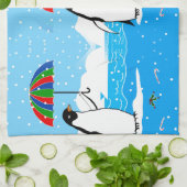 Pinguïn in de sneeuw op keukenhanddoek (Gevouwen)