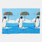 Pinguïn in de sneeuw op keukenhanddoek (Horizontaal)
