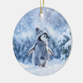 Pinguïn in de sneeuw Schattig Kerstmis Keramisch Ornament (Links)