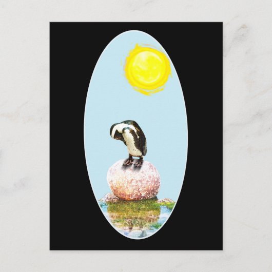 Pinguïn in de zon briefkaart (Voorkant)