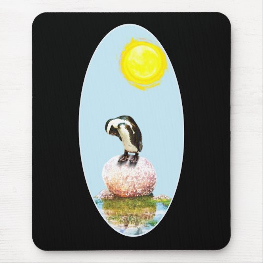 Pinguïn in de zon muismat (Voorkant)