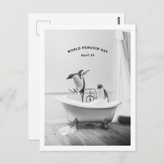 Pinguïn in een bad briefkaart (Voorkant / Achterkant)