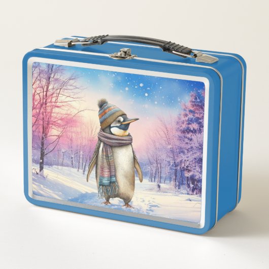 Pinguïn in een besneeuwd landschap Prettig kerstfe (Voorkant)