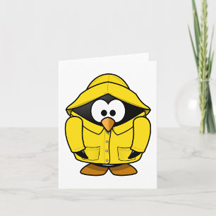 Pinguïn in een gele regenjas Note Cards Kaart