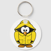 Pinguïn in een gele regenjas Sleutelhanger (Voorkant)