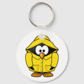 Pinguïn in een gele regenjas Sleutelhanger (Achterkant)