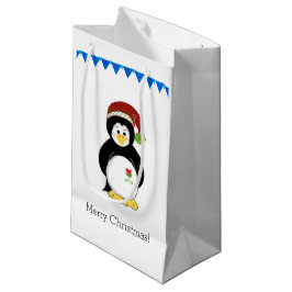 Pinguïn in een Kerstmannenhoed Klein Cadeauzakje
