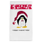 Pinguïn in een Kerstmannenhoed Klein Cadeauzakje (Voorkant)