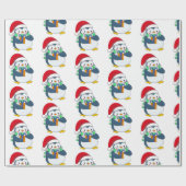 Pinguïn in een kerstpet met cadeau cadeaupapier (Vlak)