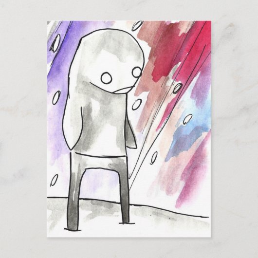 pinguïn in een lichte sneeuwstorm briefkaart (Voorkant)
